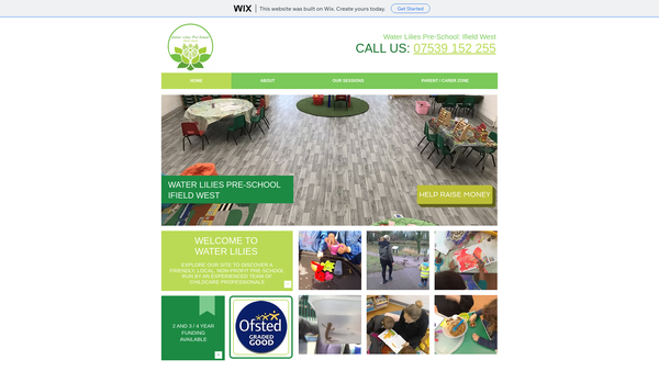 Screenshot of the Water Lilies Pre-School website