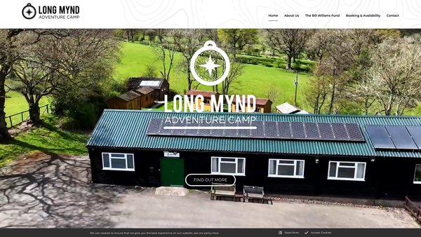Screenshot of the Longmynd Adventure Camp website