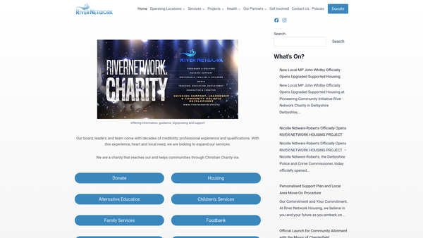 Screenshot of the River Network website