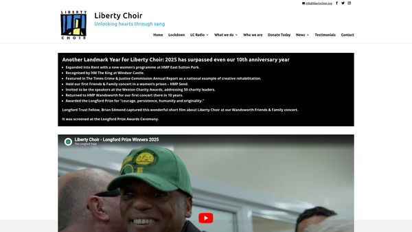 Screenshot of the Liberty Choir UK website