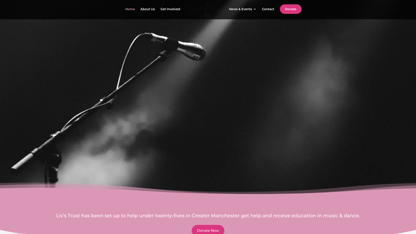 Screenshot of the Liv's Trust Charitable Incorporated Organisation website