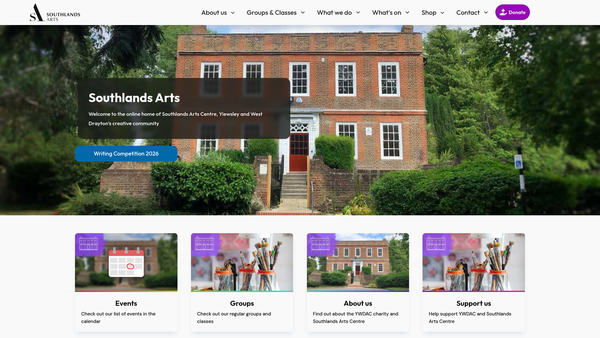 Screenshot of the Yiewsley And West Drayton Arts Council website