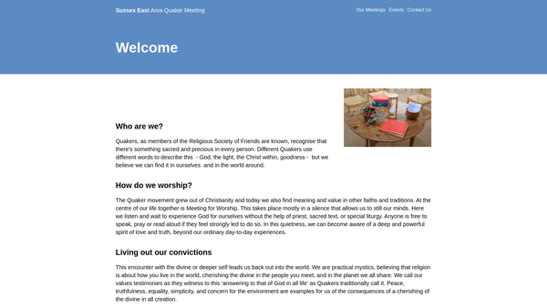 Screenshot of the Sussex East Area Quaker Meeting website