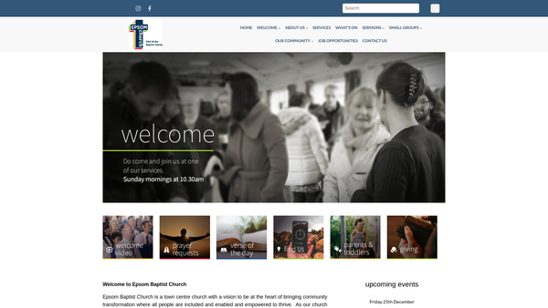 Screenshot of the Epsom Baptist Church website