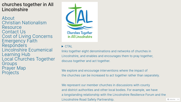 Screenshot of the Churches Together In All Lincolnshire website