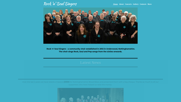 Screenshot of the Rock 'N' Soul Singers website