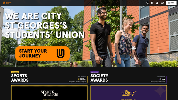 Screenshot of the City St George's Students' Union website