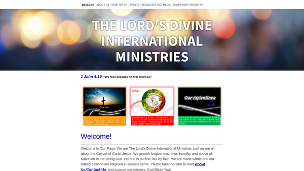 Screenshot of the The Lord's Divine International Ministries website