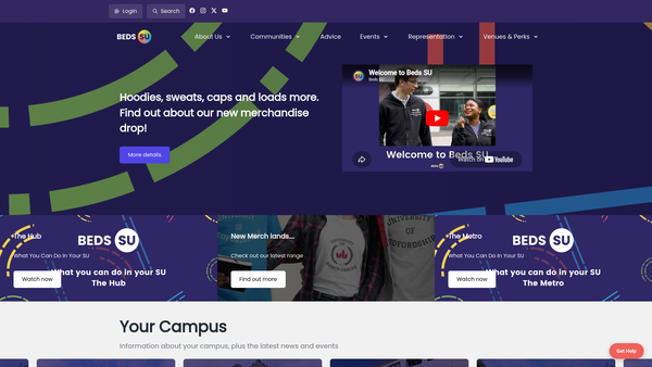 Screenshot of the Beds Su website