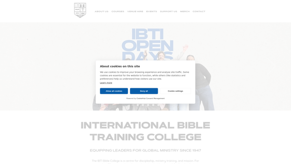 Screenshot of the International Bible Training College website