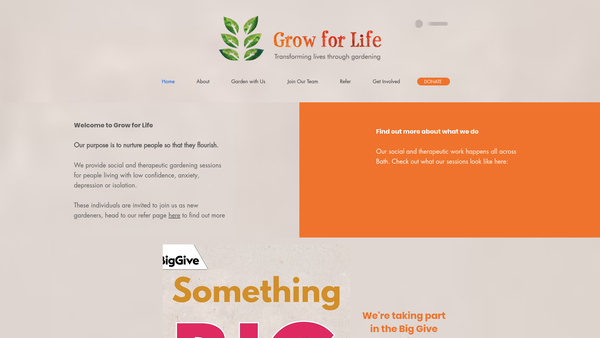 Screenshot of the Grow For Life website