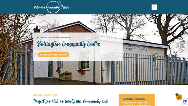 Screenshot of the Bollington Community Centre website