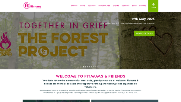 Screenshot of the Fitmums And Friends website