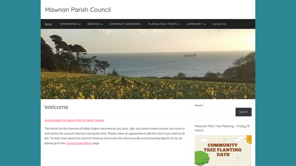 Screenshot of the Mawnan Junior Playing Field Trust website