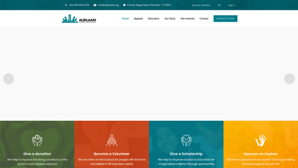 Screenshot of the Albilaadi Community And Education Centre Limited website