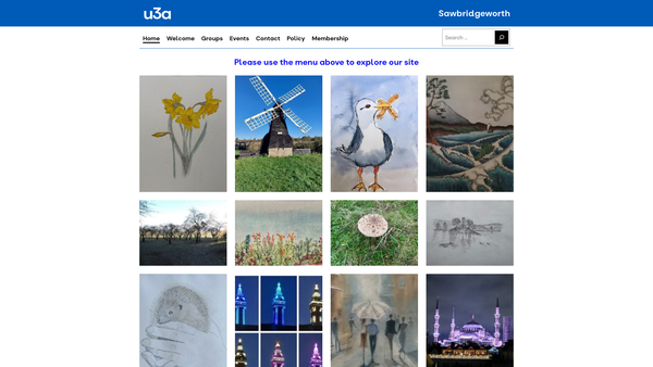 Screenshot of the Sawbridgeworth U3A website
