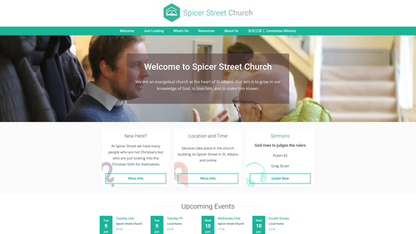 Screenshot of the Spicer Street Church website