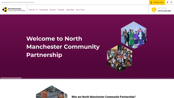 Screenshot of the North Manchester Community Partnership website