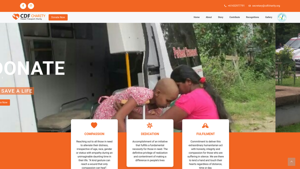 Screenshot of the Care And Development Foundation website
