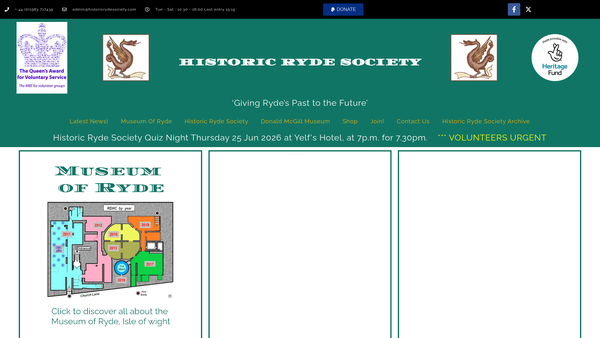 Screenshot of the Historic Ryde Society website