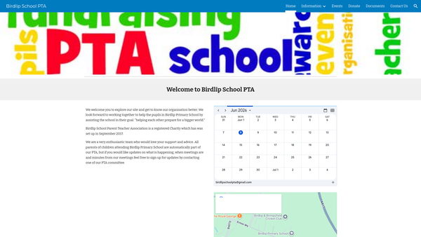 Screenshot of the Birdlip School Parent Teacher Association website