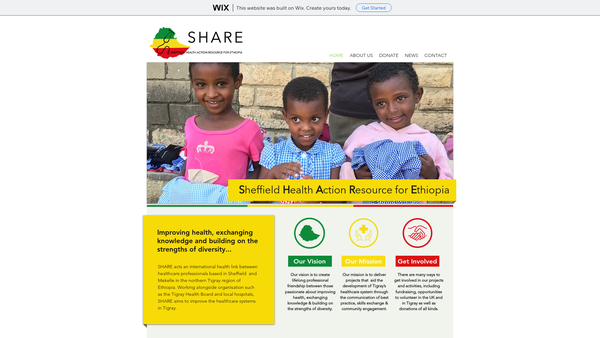 Screenshot of the Sheffield Health Action Resource For Ethiopia website