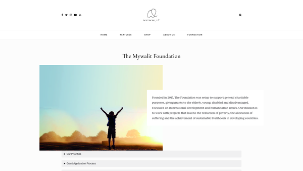 Screenshot of the The Mywalit Foundation website