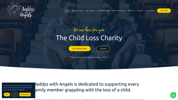 Screenshot of the Daddys With Angels website