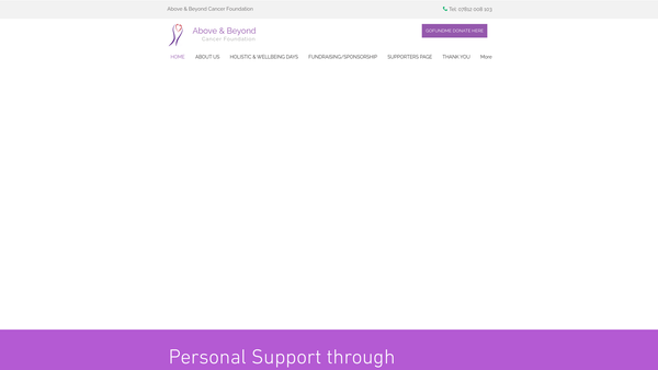 Screenshot of the Above & Beyond Cancer Foundation website