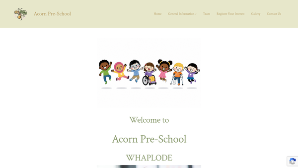 Screenshot of the Acorn Pre-School CIO website