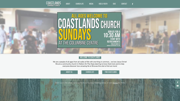 Screenshot of the Coastlands Community Church website