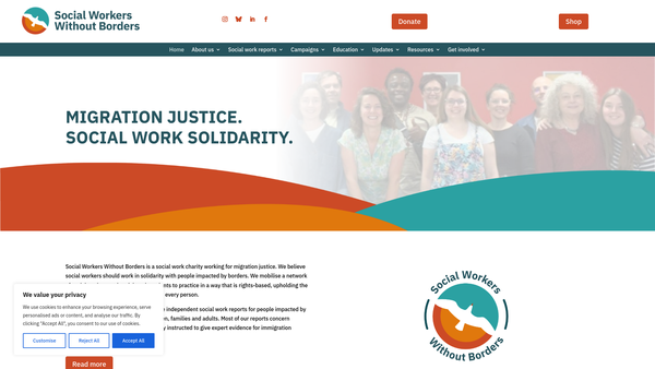 Screenshot of the Social Workers Without Borders website