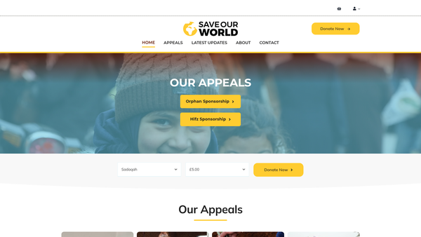 Screenshot of the Save Our World website