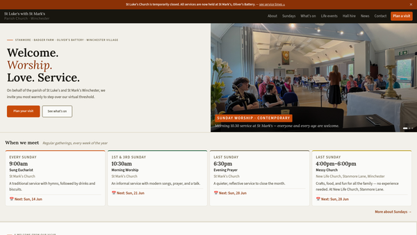 Screenshot of the St Luke And St Mark Pcc, Winchester website