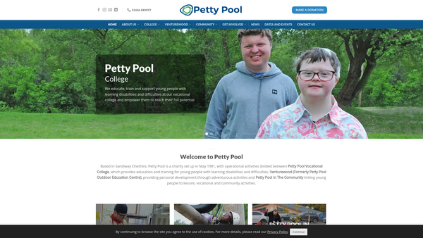 Screenshot of the Petty Pool website