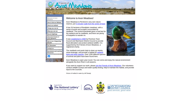 Screenshot of the The Friends Of Avon Meadows CIO website