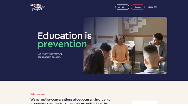 Screenshot of the The Schools Consent Project website