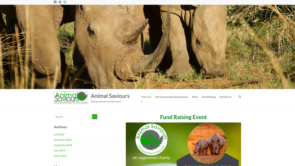 Screenshot of the Animal Saviours website
