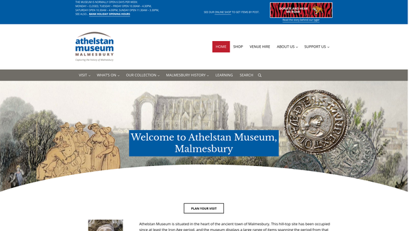 Screenshot of the Athelstan Museum Malmesbury website