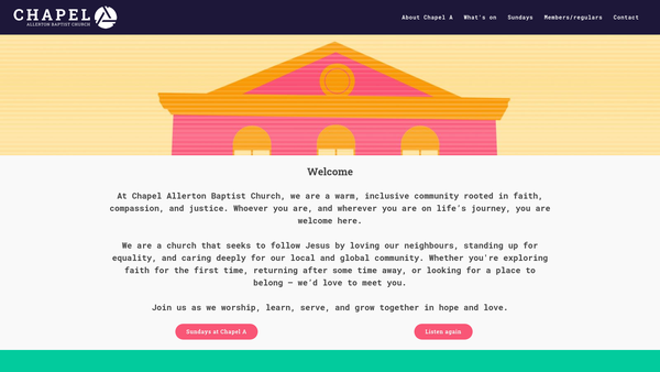 Screenshot of the Chapel Allerton Baptist Church website