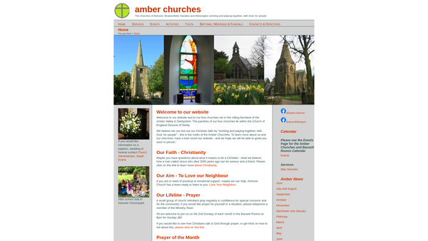 Screenshot of the The Parochial Church Council of the Ecclesiastical Parish of All Saints Ashover and St. Mark's Handley website