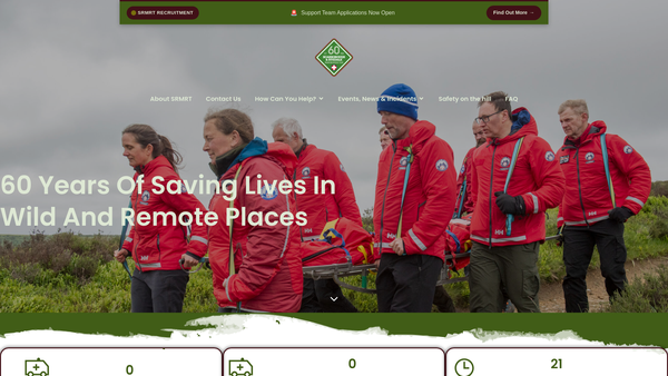 Screenshot of the Scarborough And Ryedale Mountain Rescue Team website