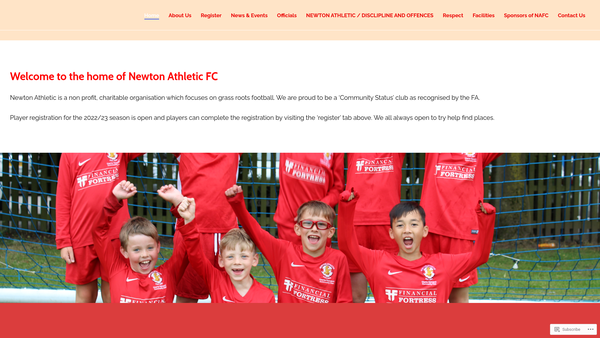 Screenshot of the Newton Athletic Football Club website