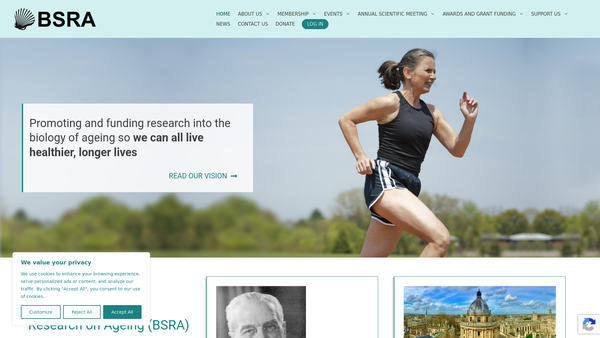 Screenshot of the British Society For Research On Ageing website