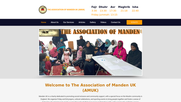 Screenshot of the The Association Of Manden UK (Amuk) website