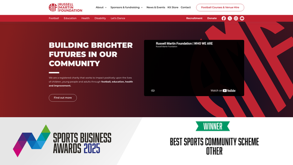 Screenshot of the The Russell Martin Foundation website