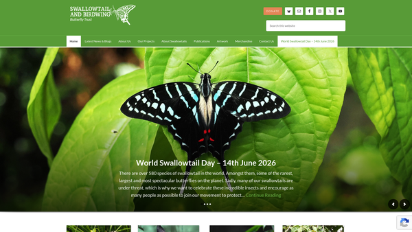 Screenshot of the Swallowtail And Birdwing Butterfly Trust website