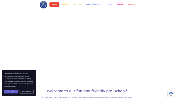 Screenshot of the Little Saints Pre School website