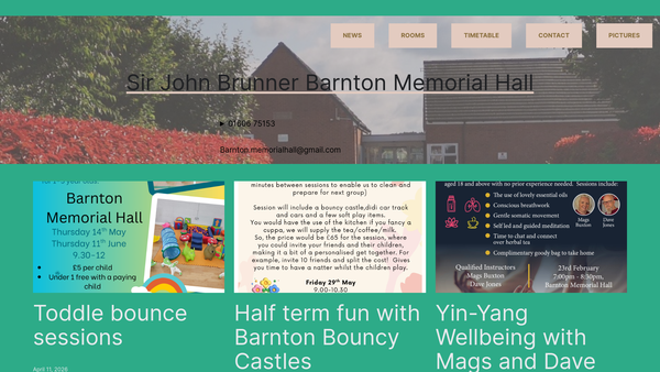 Screenshot of the Sir John Brunner Barnton Memorial Hall website