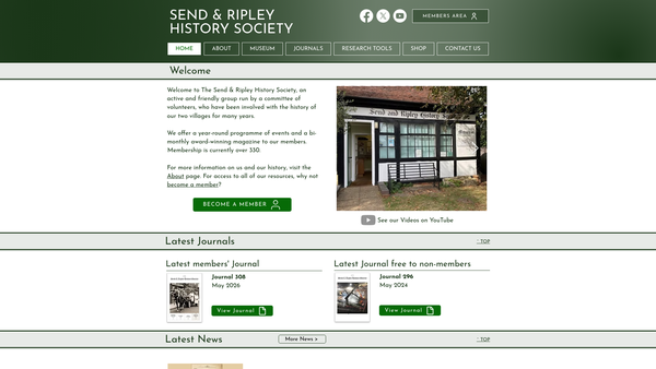Screenshot of the Send And Ripley History Society website